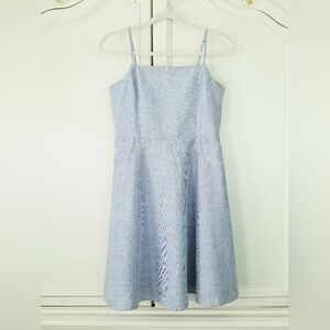 Gap Blue Stripe Linen Blend Fit And Flare Short Cami Dress Small NWT